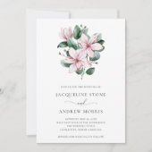 Minimale roze Magnolia bloemenelegante bruiloft Kaart (Voorkant)
