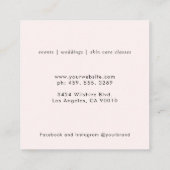 Minimale roze make-up Artiest Skin Care Vierkante Visitekaartje (Achterkant)