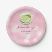 Minimale Roze Matcha Bruiloftsborrel Papieren Bordje (Voorkant)