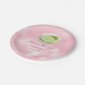 Minimale Roze Matcha Bruiloftsborrel Papieren Bordje (Gekanteld)