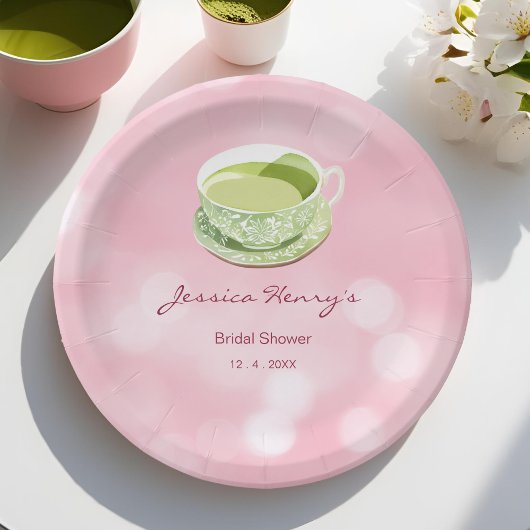 Minimale Roze Matcha Bruiloftsborrel Papieren Bordje