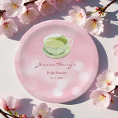 Minimale Roze Matcha Bruiloftsborrel Papieren Bordje