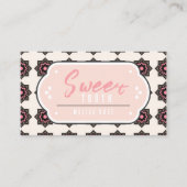 Minimale roze met patroon- en QR-code Visitekaartje (Voorkant)