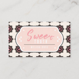 Minimale roze met patroon- en QR-code Visitekaartje