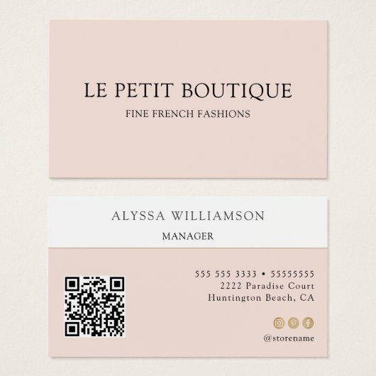 Minimale roze met QR-code Visitekaartje (Voorkant /achterkant)