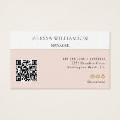 Minimale roze met QR-code Visitekaartje (Achterkant)