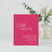 Minimale roze moderne budget bruiloft uitnodiging (Staand voorkant)