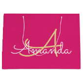 Minimale roze monogram Naam Vrijgezellenfeest Favo Groot Cadeauzakje (Voorkant)