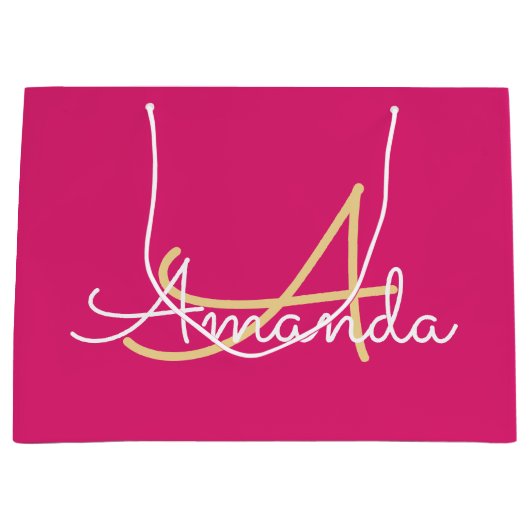 Minimale roze monogram Naam Vrijgezellenfeest Favo Groot Cadeauzakje (Voorkant)