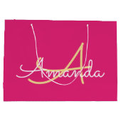 Minimale roze monogram Naam Vrijgezellenfeest Favo Groot Cadeauzakje (Achterkant)