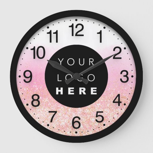 Minimale roze ombre Glitter Logo van bedrijf Grote Klok (Voorkant)