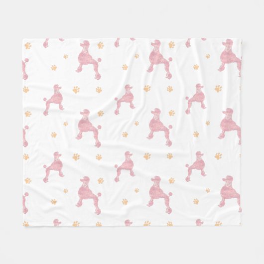 Minimale Roze Pastel Poodsilhouette Dekbed Fleece Deken (Voorkant (Horizontaal))