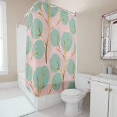 Minimale roze patroon in de vorm Cute Gold & Mint Douchegordijn (In situ)