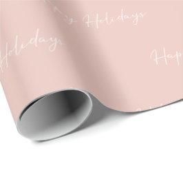 Minimale roze Prettige feestdagen Calligrafie Gift Cadeaupapier