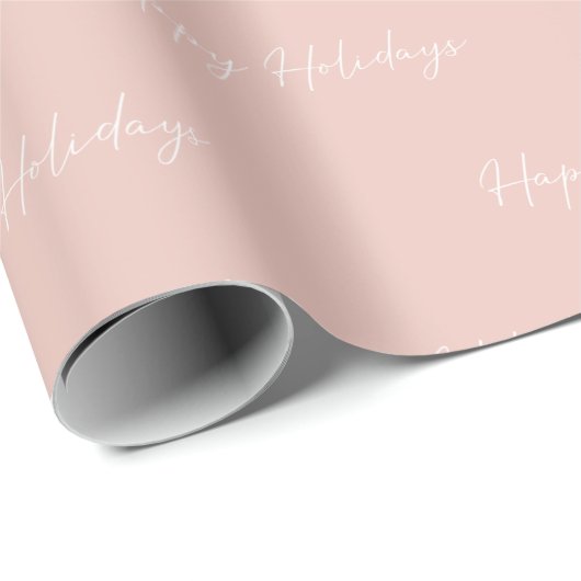 Minimale roze Prettige feestdagen Calligrafie Gift Cadeaupapier (Rol Hoek)