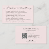 Minimale roze QR-code Elegante moderne nazorg Visitekaartje (Voorkant / Achterkant)