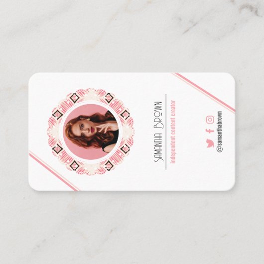 Minimale roze QR-code voor foto's Visitekaartje (Voorkant)