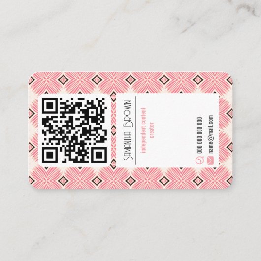 Minimale roze QR-code voor foto's Visitekaartje (Achterkant)