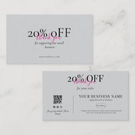 Minimale roze QR-kortingszakelijke kaart Visitekaartje