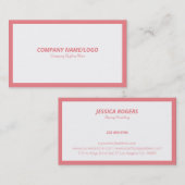 Minimale roze rand op wit visitekaartje (Voorkant / Achterkant)