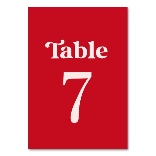 Minimale roze rode en roze tafel 7 bruiloft kaart (Voorkant)