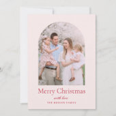 Minimale roze rode kerst met moderne Arch Feestdagenkaart (Voorkant)