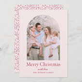 Minimale roze rode kerst met moderne Arch Feestdagenkaart (Voorkant / Achterkant)