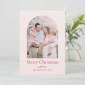 Minimale roze rode kerst met moderne Arch Feestdagenkaart (Staand voorkant)