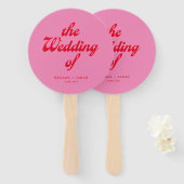 Minimale roze rode retro bruiloft handwaaier (Voorkant en achterkant)