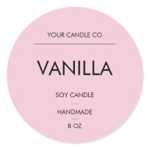 Minimale Roze Ronde Kaarslabel – VanillaSoyCandle