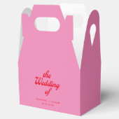 Minimale Roze Rood Retro Bruiloft Bedankdoosjes (Geopend)