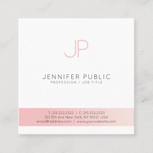 Minimale roze roze design Professional Vierkante Visitekaartje (Voorkant)