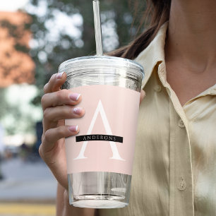 Minimale roze roze gepersonaliseerde naam acryl drinkbeker