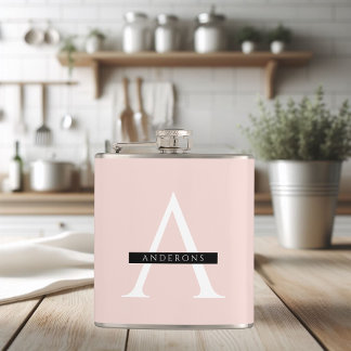Minimale roze roze gepersonaliseerde naam heupfles