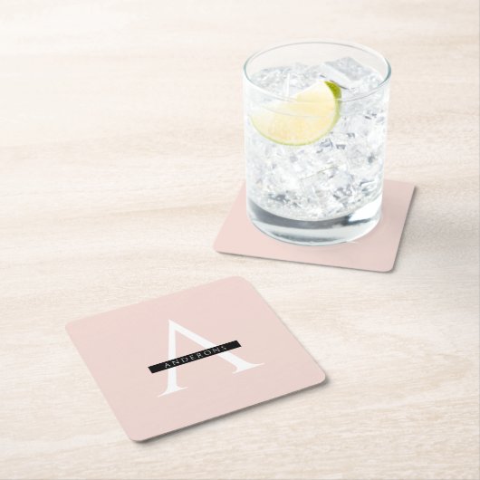 Minimale roze roze gepersonaliseerde naam kartonnen onderzetters (Insitu)