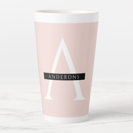 Minimale roze roze gepersonaliseerde naam latte mok (Voorkant)