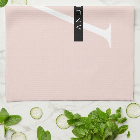 Minimale roze roze gepersonaliseerde naam theedoek (Gevouwen)