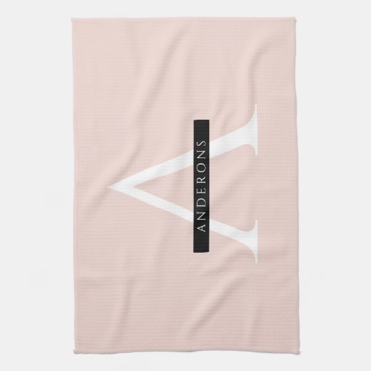 Minimale roze roze gepersonaliseerde naam theedoek (Verticaal)