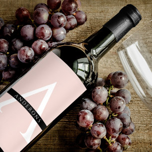 Minimale roze roze gepersonaliseerde naam wijn etiket