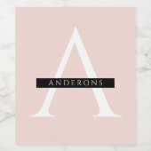 Minimale roze roze gepersonaliseerde naam wijn etiket (Enkel label)