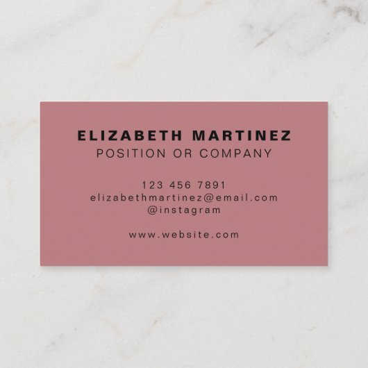 Minimale roze roze, moderne professionele standaar visitekaartje (Achterkant)