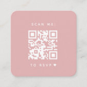 Minimale roze roze roze foto Qr-code RSVP Chic Informatiekaartje (Voorkant)
