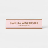 Minimale roze roze roze roze naam: stijlvol. bureau naambordje (Voorkant)