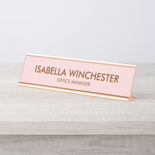 Minimale roze roze roze roze naam: stijlvol. bureau naambordje (Voorkant)
