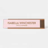 Minimale roze roze roze roze naam: stijlvol. bureau naambordje (Voorkant)