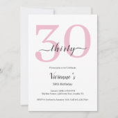 Minimale Roze Roze Script 30e Verjaardagsfeestje Kaart (Voorkant)