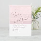 Minimale Roze Streep Huwelijksuitnodiging Kaart (Staand voorkant)