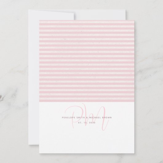 Minimale Roze Streep Huwelijksuitnodiging Kaart (Achterkant)