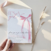 Minimale Roze Strik Baby Shower Kaart