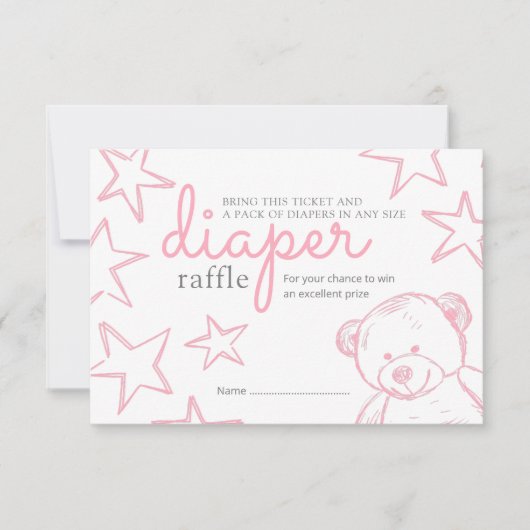 Minimale roze tederband Baby shower diapluer Raffl Kaart (Voorkant)